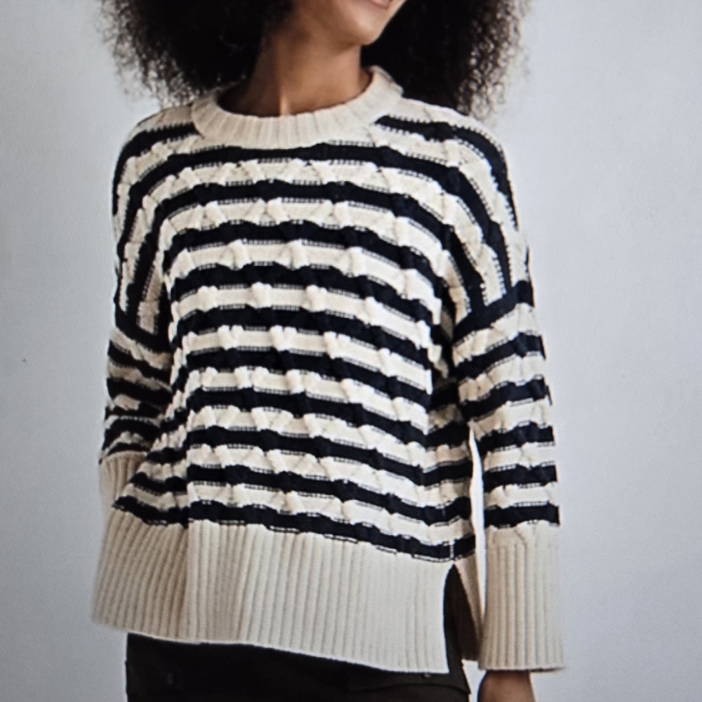 NWT Madewell Cable twist Striped Sweater S